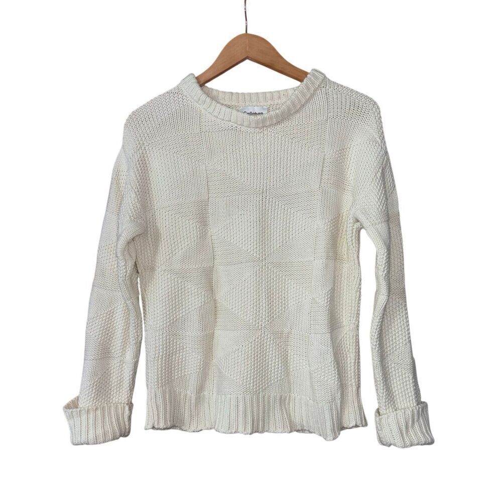 Callahan knitwear the geo knit cotton pullover sweater crème XS